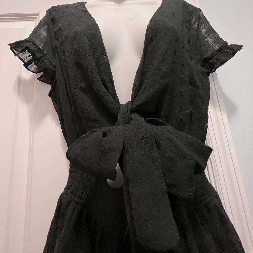 Angel Biba large black flirty ruffled mini dress